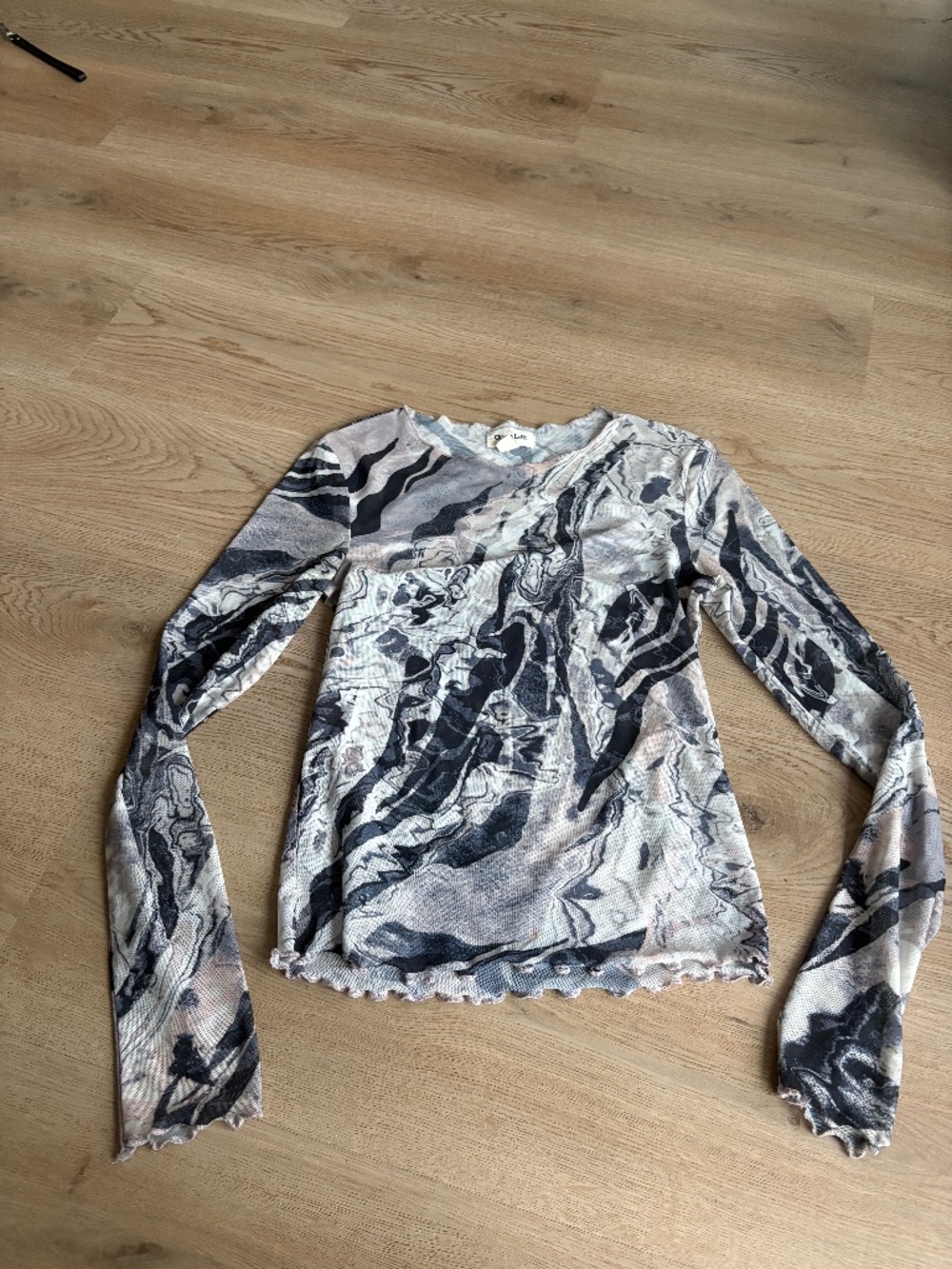 Open Edit Long Sleeve Mesh Top